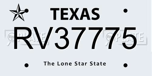 RV37775 Texas License Plate