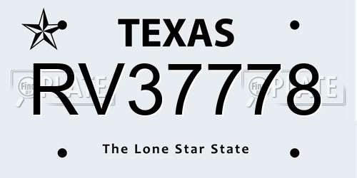 RV37778 Texas License Plate