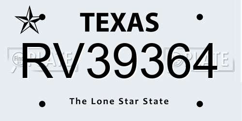 RV39364 Texas License Plate