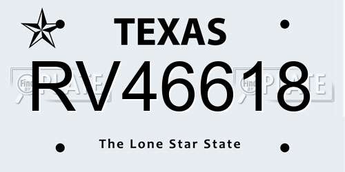 RV46618 Texas License Plate