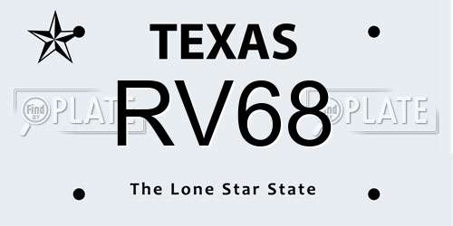 RV68 Texas License Plate