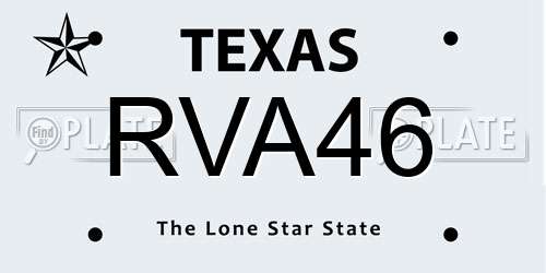 RVA46 Texas License Plate