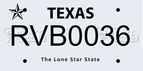 RVB0036 Texas License Plate