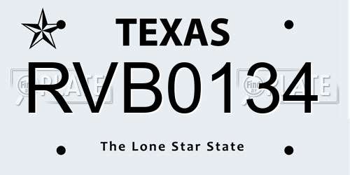 RVB0134 Texas License Plate