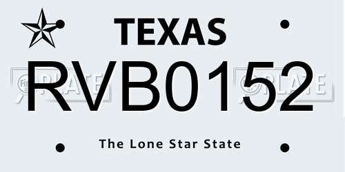 RVB0152 Texas License Plate
