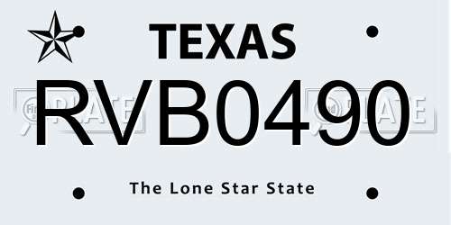 RVB0490 Texas License Plate