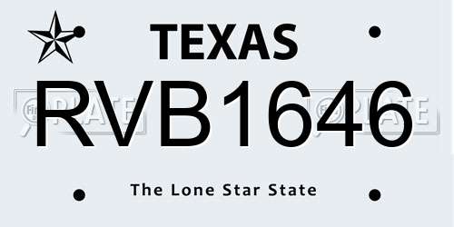 RVB1646 Texas License Plate