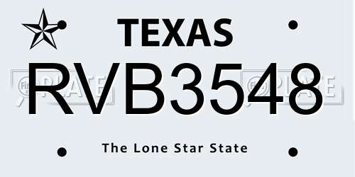 RVB3548 Texas License Plate