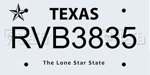RVB3835 Texas License Plate