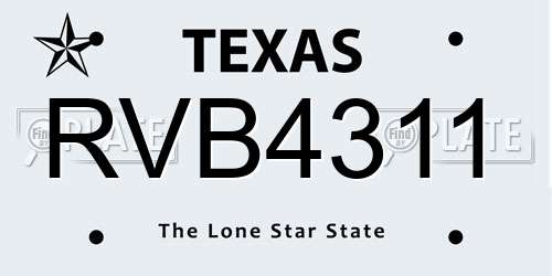 RVB4311 Texas License Plate