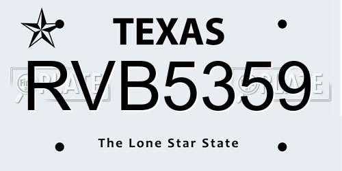 RVB5359 Texas License Plate