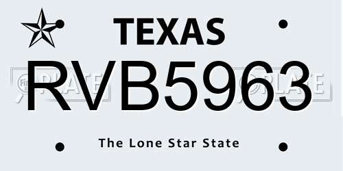 RVB5963 Texas License Plate