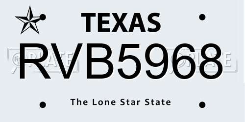 RVB5968 Texas License Plate