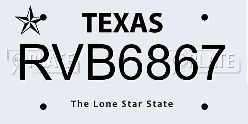 RVB6867 Texas License Plate