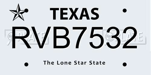 RVB7532 Texas License Plate