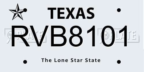 RVB8101 Texas License Plate