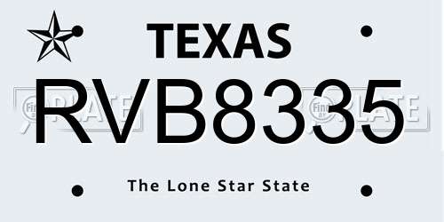 RVB8335 Texas License Plate