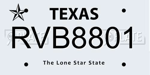 RVB8801 Texas License Plate