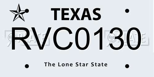 RVC0130 Texas License Plate