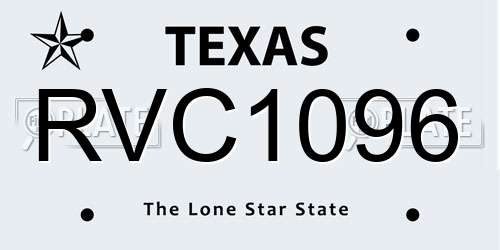 RVC1096 Texas License Plate