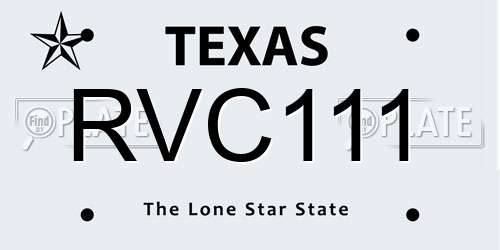 RVC111 Texas License Plate