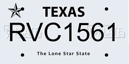 RVC1561 Texas License Plate