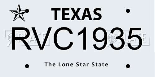 RVC1935 Texas License Plate