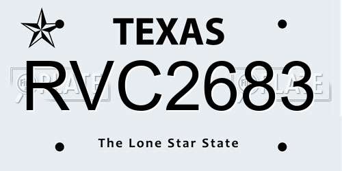 RVC2683 Texas License Plate