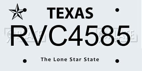 RVC4585 Texas License Plate
