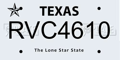 RVC4610 Texas License Plate