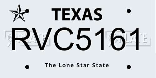 RVC5161 Texas License Plate