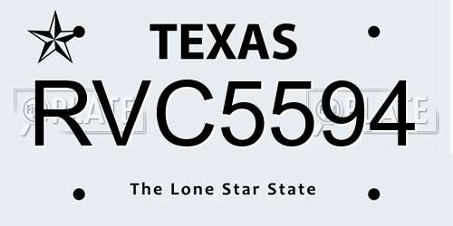 RVC5594 Texas License Plate