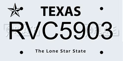 RVC5903 Texas License Plate