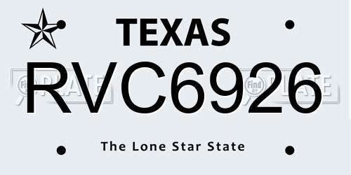 RVC6926 Texas License Plate