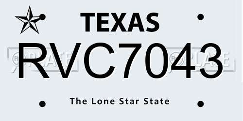 RVC7043 Texas License Plate