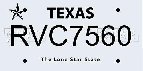 RVC7560 Texas License Plate