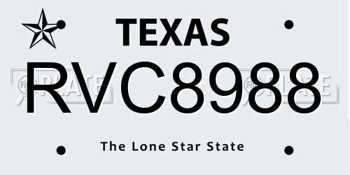 RVC8988 Texas License Plate
