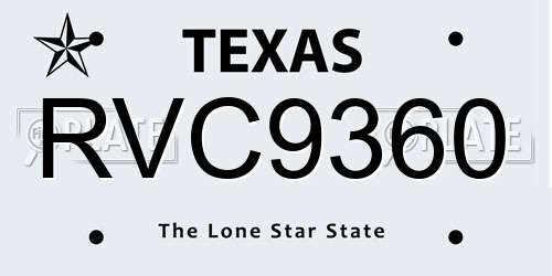 RVC9360 Texas License Plate