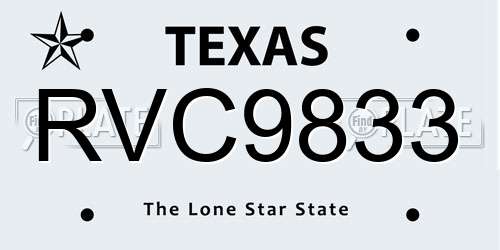 RVC9833 Texas License Plate