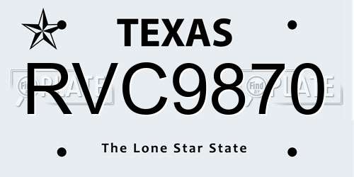 RVC9870 Texas License Plate