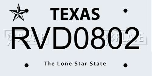 RVD0802 Texas License Plate