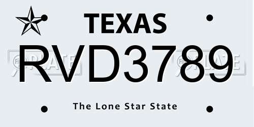 RVD3789 Texas License Plate