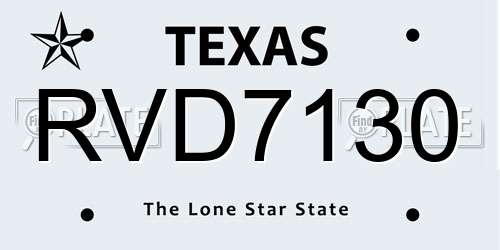 RVD7130 Texas License Plate