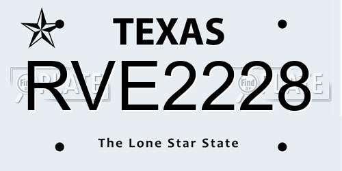 RVE2228 Texas License Plate