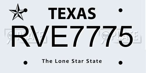 RVE7775 Texas License Plate