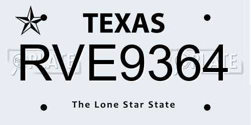 RVE9364 Texas License Plate