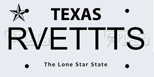 RVETTTS Texas License Plate