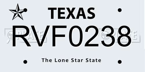 RVF0238 Texas License Plate