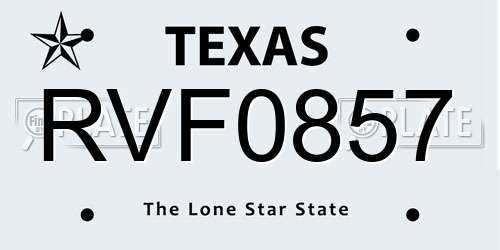 RVF0857 Texas License Plate