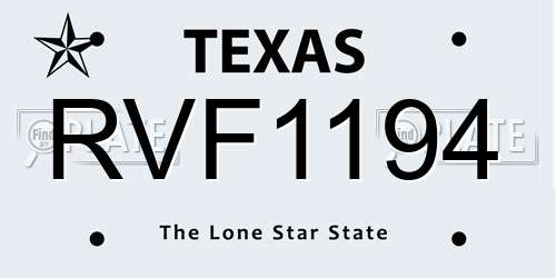 RVF1194 Texas License Plate
